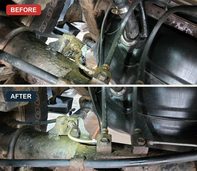 Brake-line repair performed on a Nissan Xterra